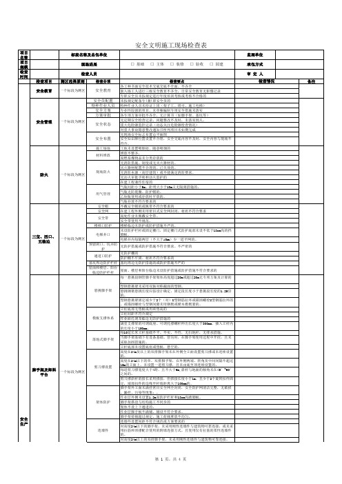 建筑安全文明施工现场检查表