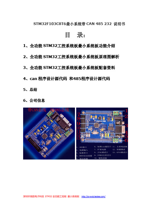 STM32 带can通讯 485 串口 232串口通讯 中文件资料 最小系统说明书