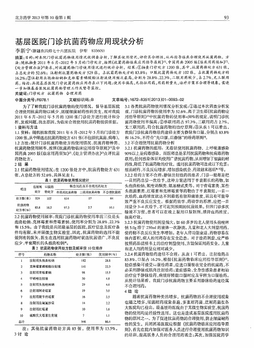 基层医院门诊抗菌药物应用现状分析