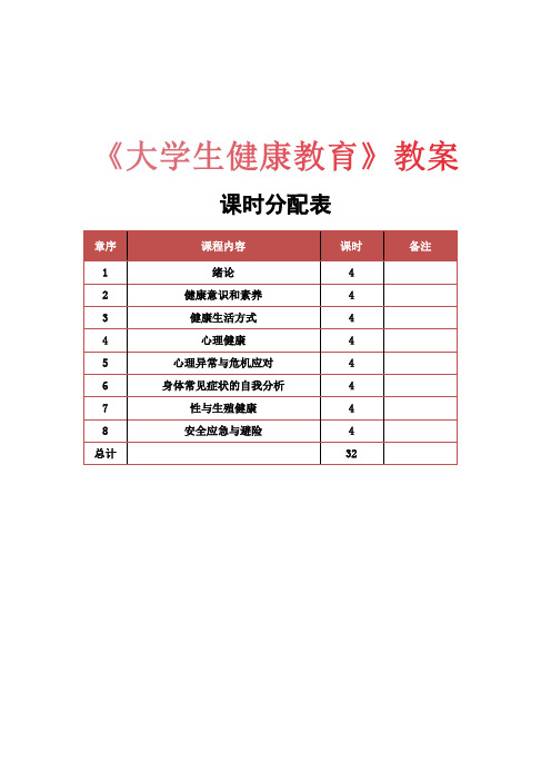 《大学生健康教育》教案 (1)