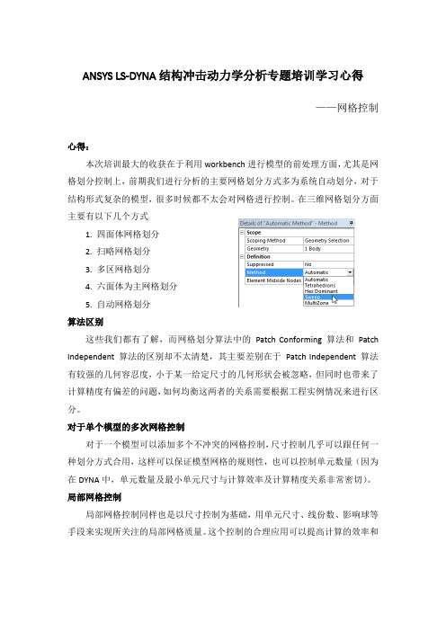 ANSYS LS-DYNA 网格划分