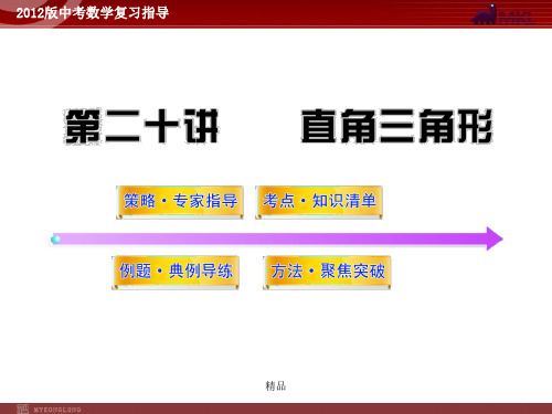2012版中考数学精品课件(含10-11真题)第20讲直角三角形(57张)精选版.ppt