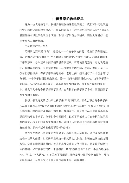 中班数学的教学反思