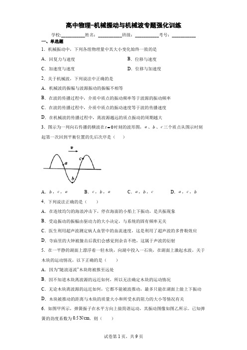 高中物理-机械振动与机械波专题强化训练(解析版)