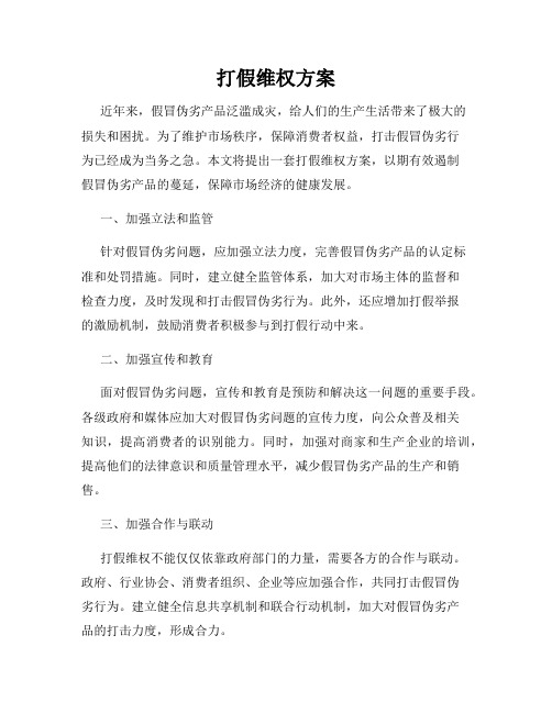 打假维权方案