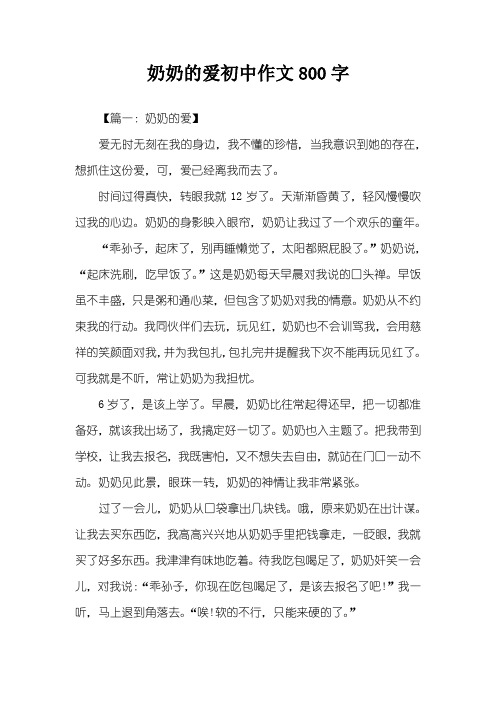 奶奶的爱初中作文800字