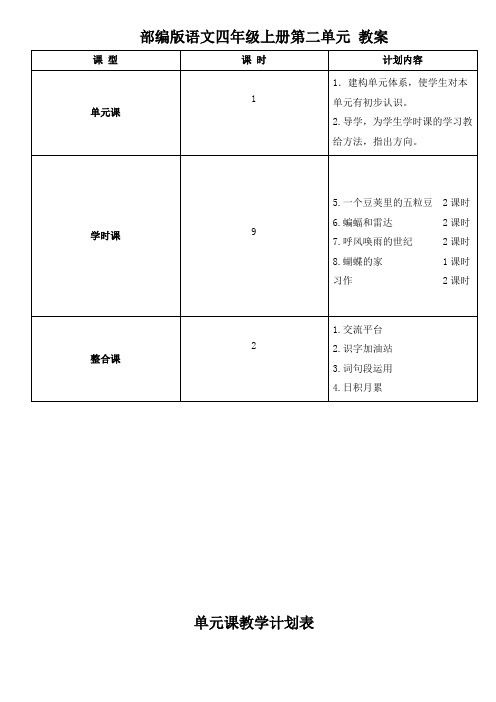 部编版语文四年级上册第二单元教案