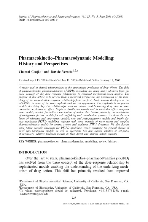 Pharmacokinetic–Pharmacodynamic Modelling