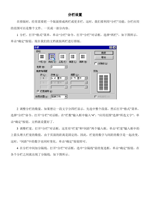 〖2021年整理〗《分栏设置》优秀教案