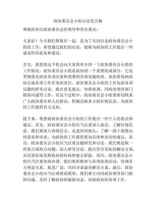 政协委员会小组讨论发言稿