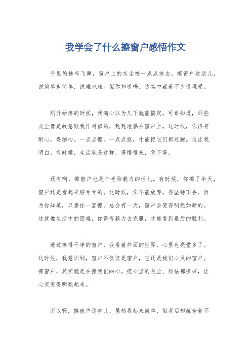 我学会了什么擦窗户感悟作文