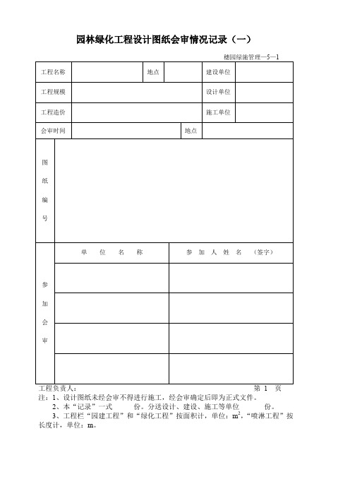 园林绿化工程设计图纸会审情况记录