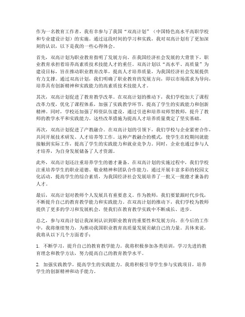 教师双高计划心得体会