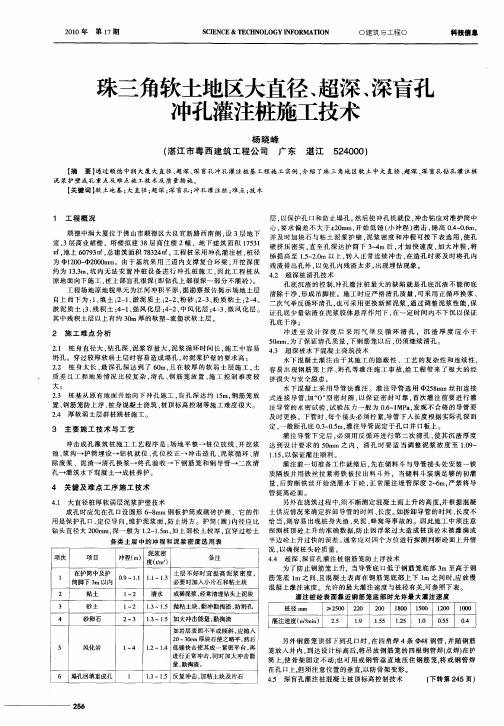 珠三角软土地区大直径、超深、深盲孔冲孔灌注桩施工技术