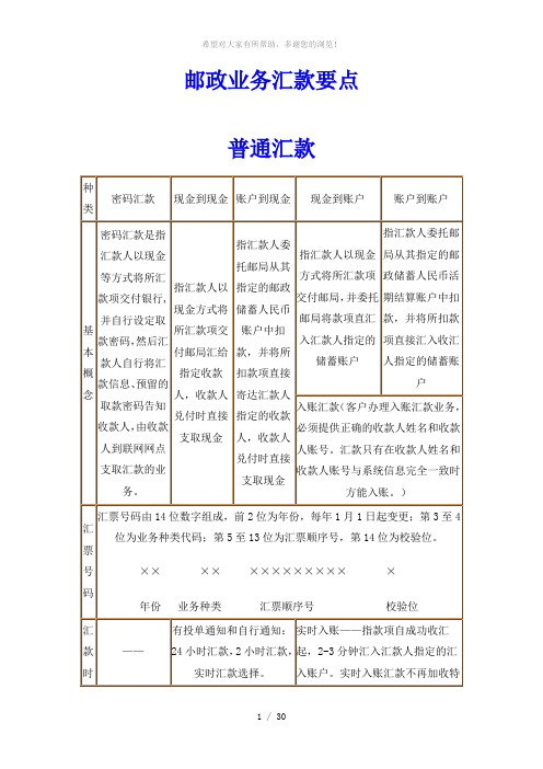 邮政业务汇款