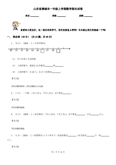 山东省聊城市一年级上学期数学期末试卷