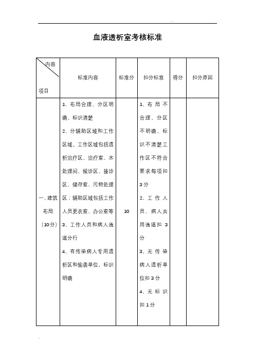 血液透析室考核标准