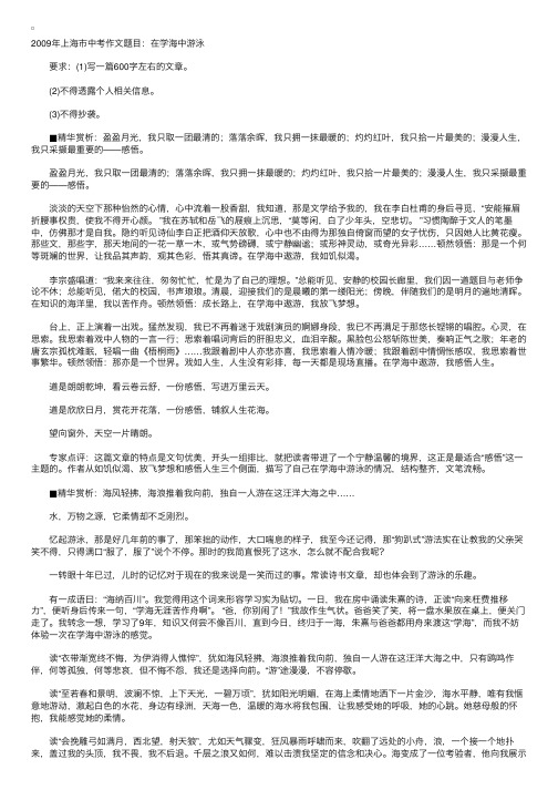 2009年上海四篇中考满分作文赏析