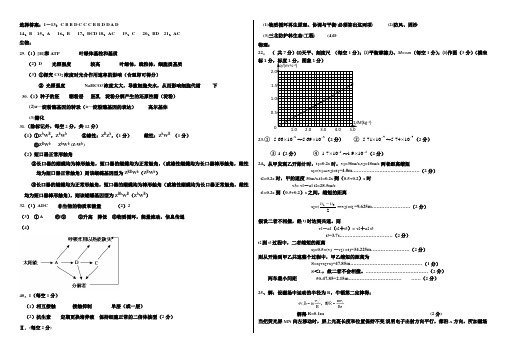 2012届高三最新理综答案