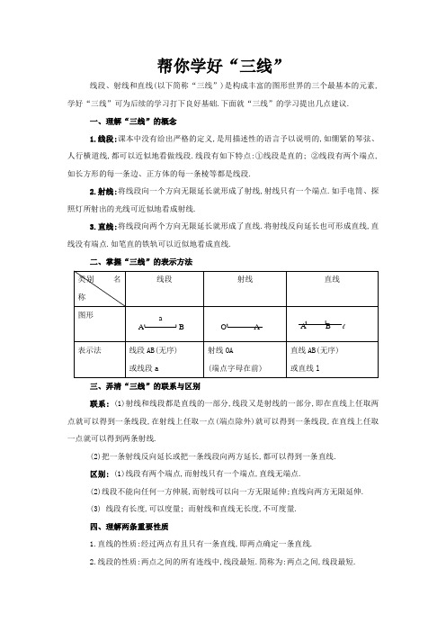 线段、射线和直线 帮你学好“三线”