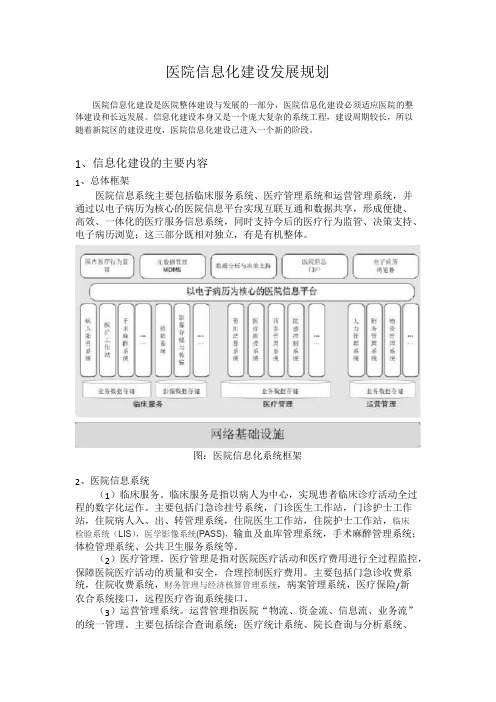 医院信息化建设发展规划