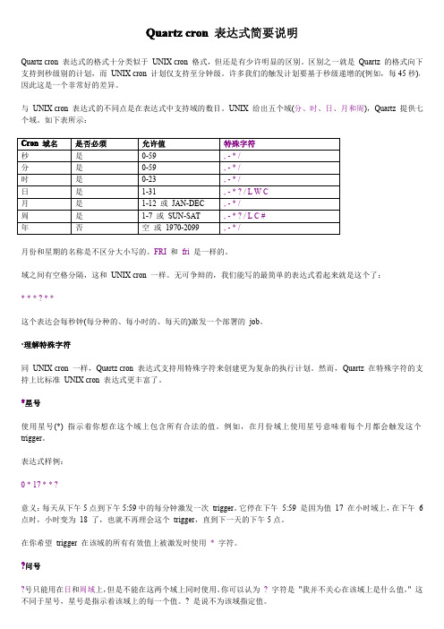 Quartz cron 表达式简要说明