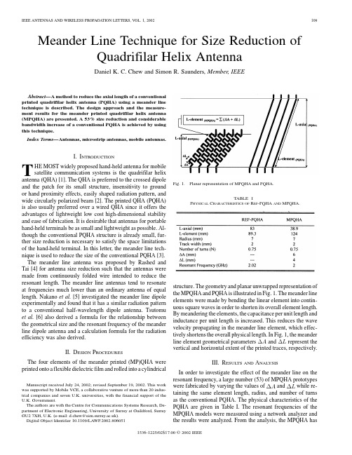 meander line technique for size reduction of quadrifilar helix antenna