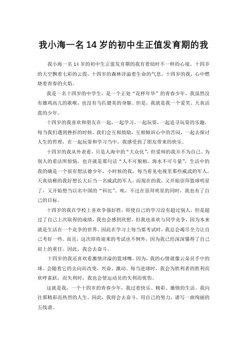 我小海一名14岁的初中生正值发育期的我