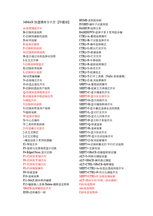 3dMAX快捷键命令大全【珍藏版】