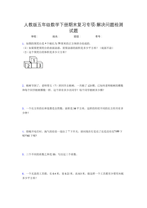 人教版五年级数学下册期末复习专项-解决问题检测试题(38)