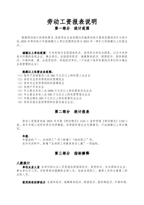 表格模板-劳动工资报表说明 精品