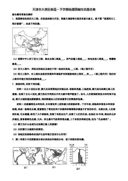 天津市大港区新高一下学期地理精编综合题合集含解析