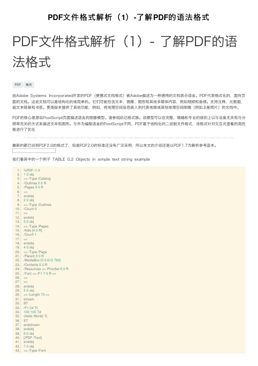 PDF文件格式解析（1）-了解PDF的语法格式