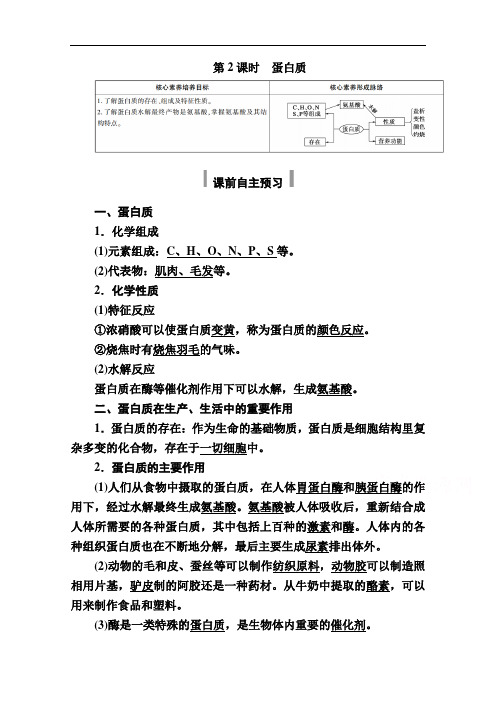 2020-2021学年高二化学新教材人教版必修第二册教师用书：7.4.2 蛋白质 Word版含解析