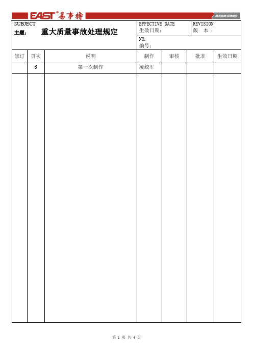 重大质量事故处理规定