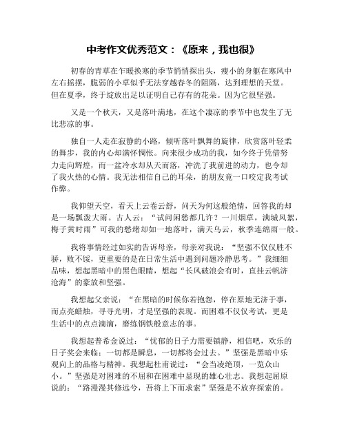 中考作文优秀范文:《原来,我也很》