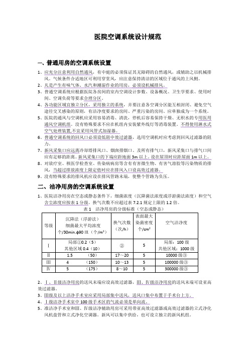 医院空调系统设计规范