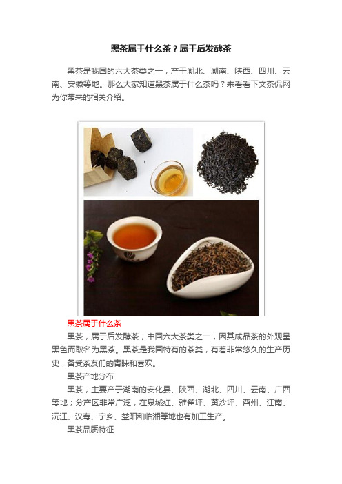 黑茶属于什么茶？属于后发酵茶