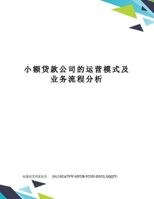 小额贷款公司的运营模式及业务流程分析