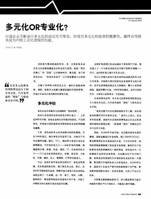 多元化OR专业化?
