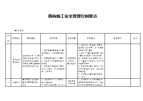 盾构施工安全管理控制要点