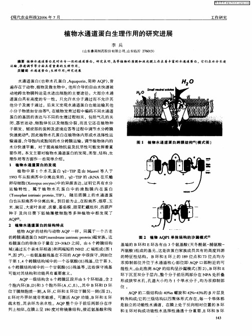 植物水通道蛋白生理作用的研究进展