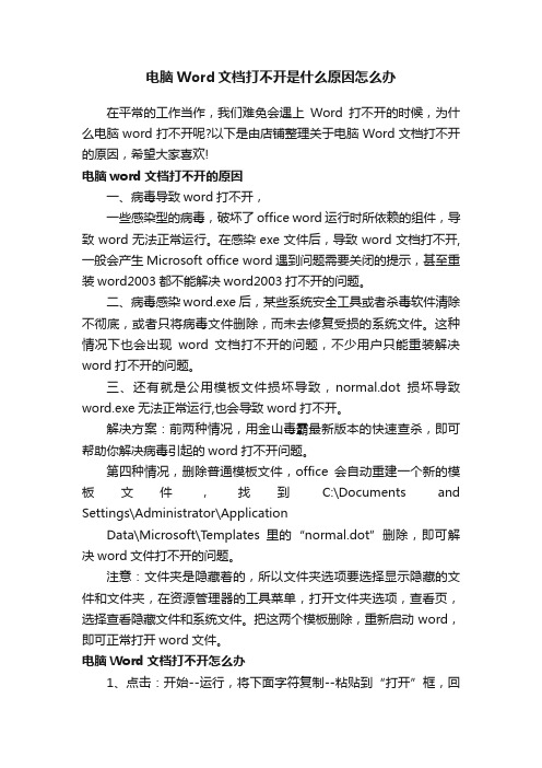 电脑Word文档打不开是什么原因怎么办