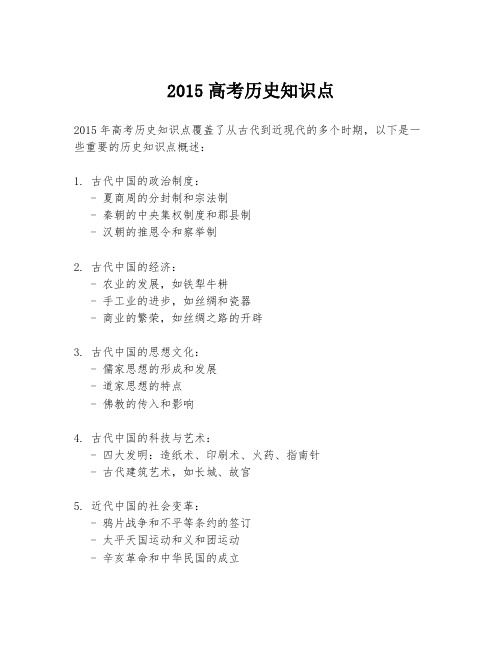 2015高考历史知识点