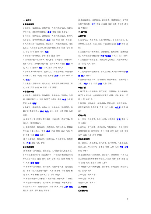 方剂功效组成简便记忆