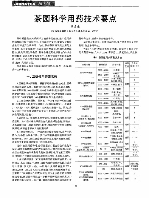 茶园科学用药技术要点