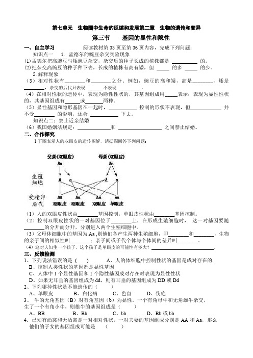 人教版八年级生物下册导学案