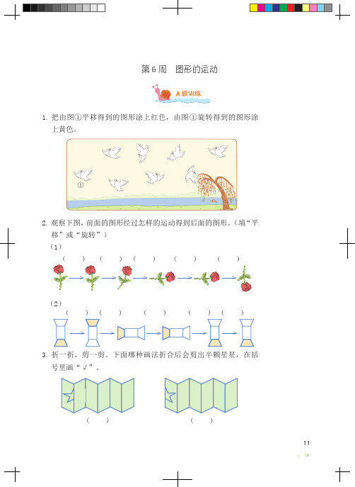 二年级下册数学周周练 第6周 图形的运动 (PDF无答案)人教版