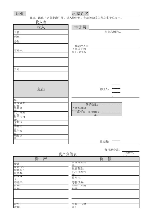 穷爸爸富爸爸财务收入表