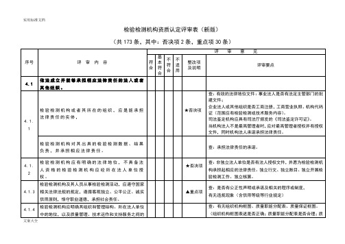 检验检测机构内审检查表CMA(新版)